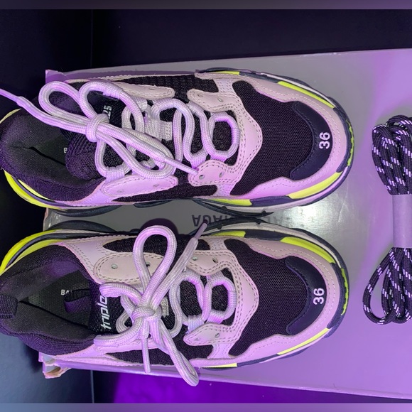 Balenciaga Triple S Trainer Grey and Neon Yellow Size 36 - Picture 5 of 5
